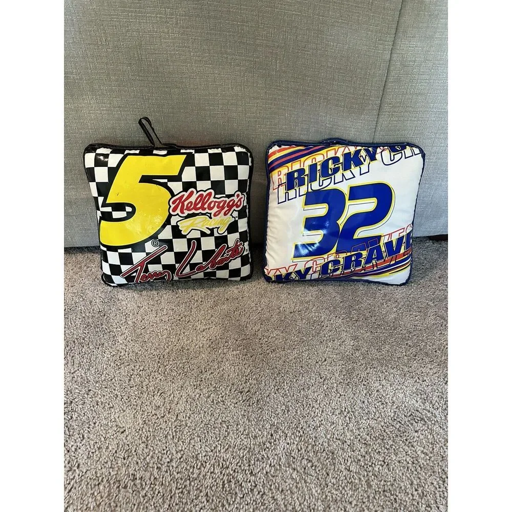 2 Nascar Racing Pillow Terry Lebonte w/Tony the Tiger, Ricky Craven Tide Vintage